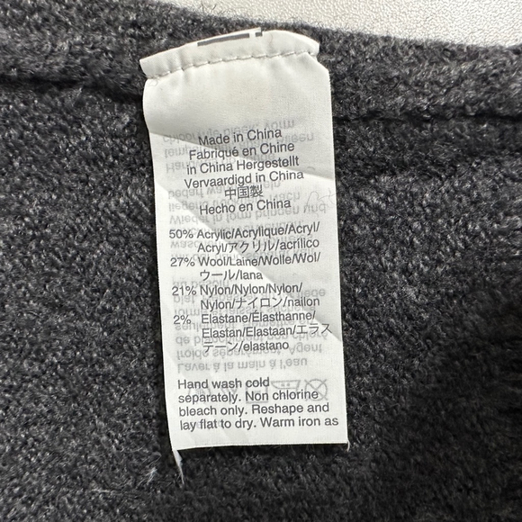 Madewell Dashwood Scandi Wool Blend Sweater Balloon Sleeve V Neck Dark Grey S - Picture 13 of 13